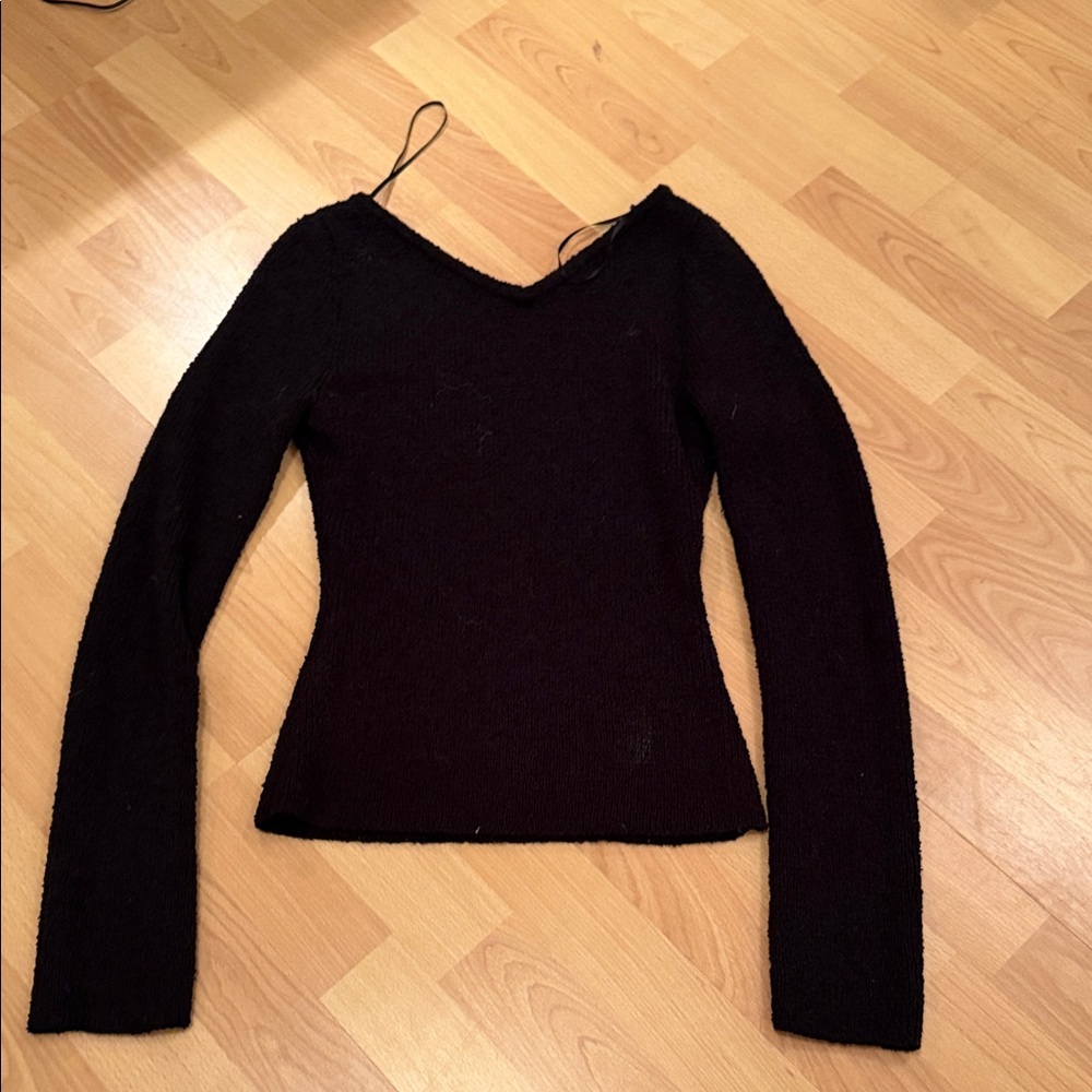 H&M Elegant Dark V-Neck Sweater